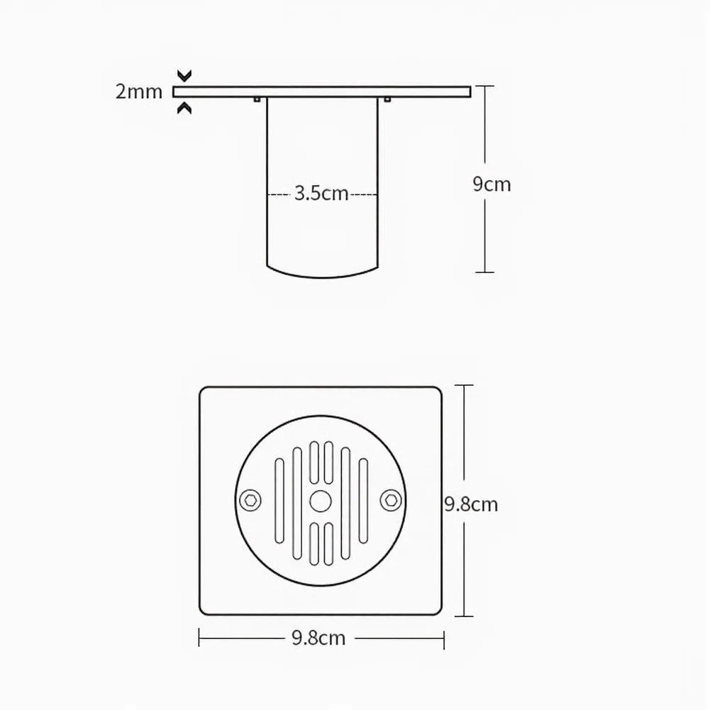 Stainless Steel Floor Drain with Lock for and Water Prevention - 9.8x9.8x9CM Silver Drain for Indoor Wet Areas