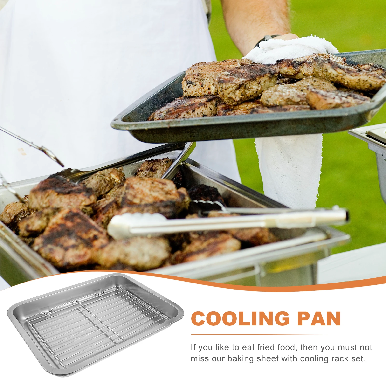

Stainless Steel Drain Rack Set Baking Sheet Pan Grid Cooling Rack Oil Water Draining Easy Clean Kitchen Tool Gift Food