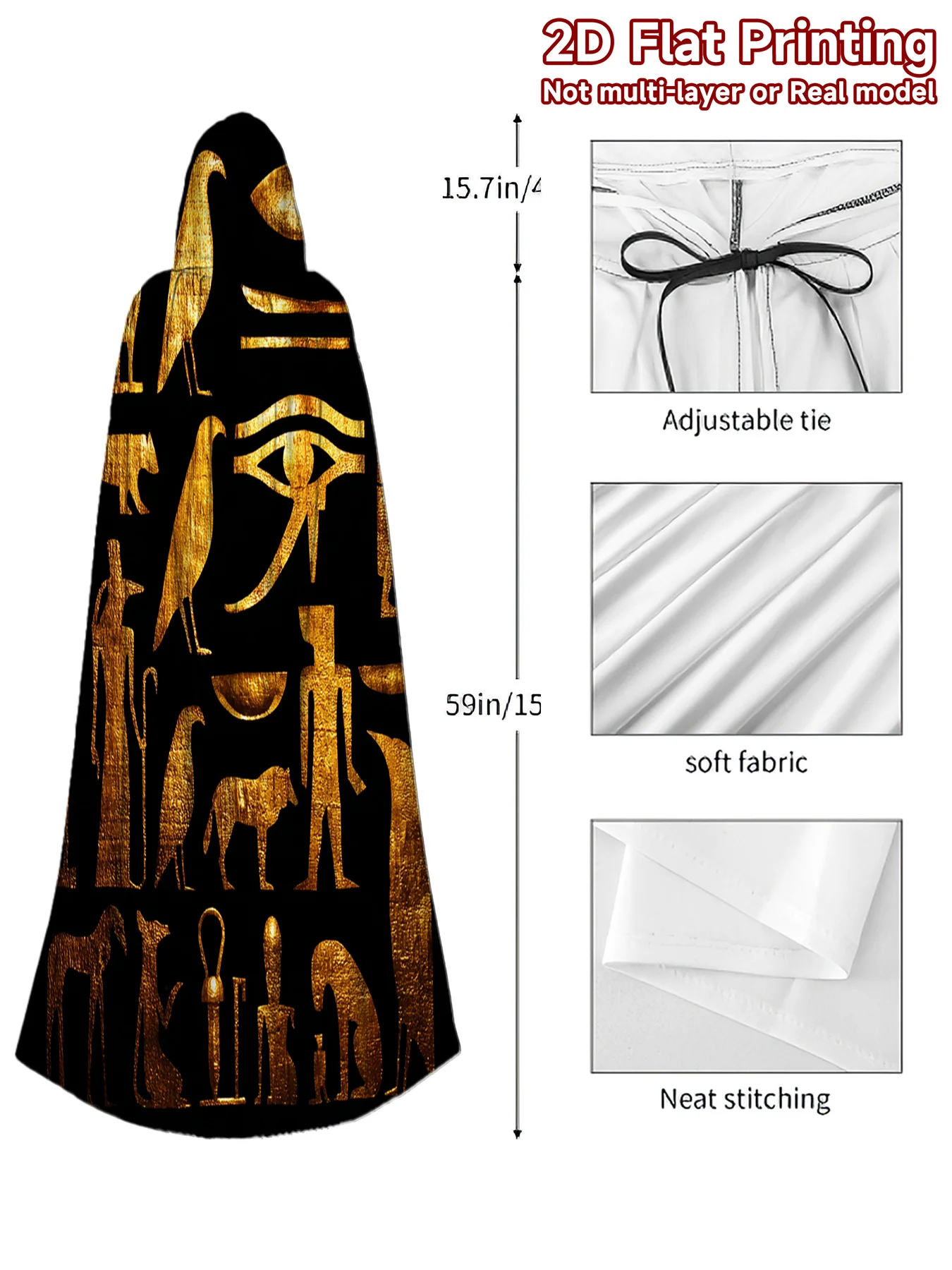 Robes Featuring a Design of Ancient Egyptian Symbols Hooded Capes Suitable for Cosplay Halloween Carnival Events Outdoor