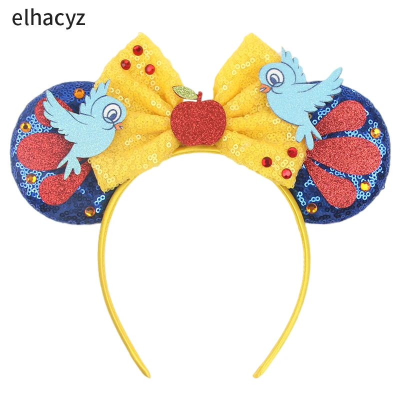 2026 Prinzessinnen-Mausohren-Stirnband für Mädchen und Frauen, Cosplay-Pailletten-Schleife, Schneewittchen-Haarband, Party-Festival-DIY-Accessoires, Kopfschmuck – Detail 10