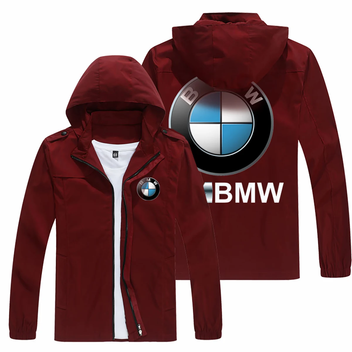 BMW Logo Men's Casual Flight Jacket BMW Logo Motorcycle Flight Detachable Jacket With Hood BMW Logo Motorcycle Windproof Jacket