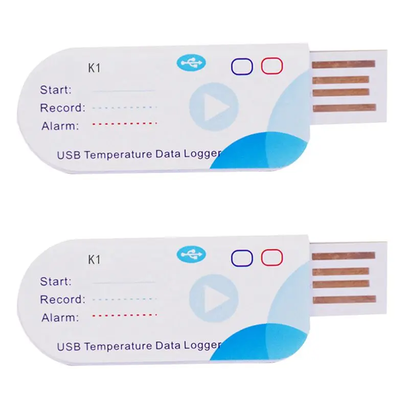 2X USB Temperature Data Logger 14400 Points USB Report 60 Days IP65 Disposable Recorder