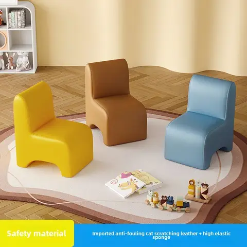 Nordic Home Living Room Small Chair Cute Cartoon Seat Children Reading Corner Back Chair Lazy Small Bench Mini Sofas Furniture