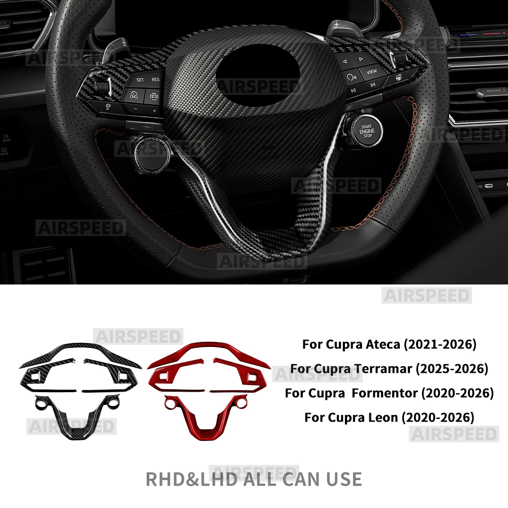 

Сухая отделка из углеродного волокна для Seat Cupra Formentor/Cupra Leon (2020 2021 2022 2023 2024 2025 2026),Cupra Ateca (2021-2026),For Cupra Terramar (2025-2026), автомобильное рулевое колесо