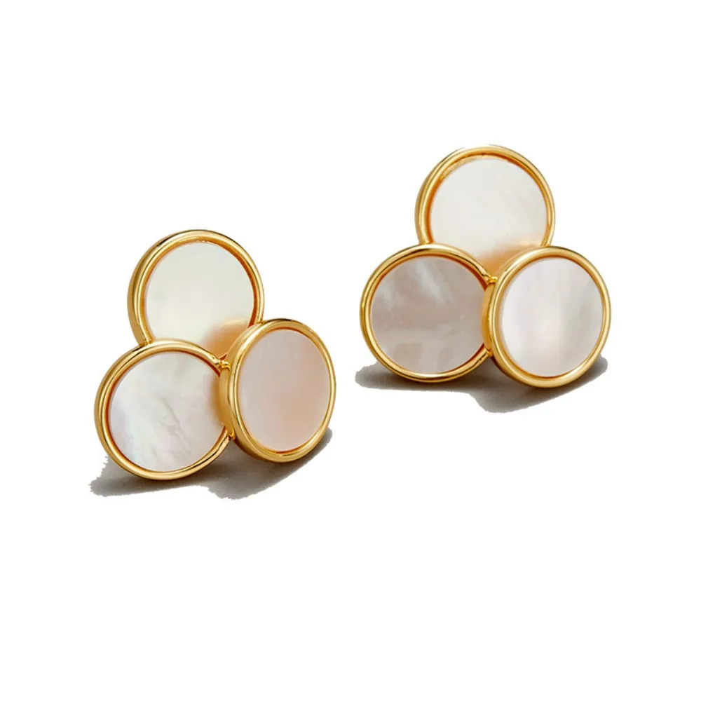 

Classic Natural Fresh White Mother-of-pearl Earring Cool Style Simple Geometric Earrings for Women Unique Niche Little Earrings