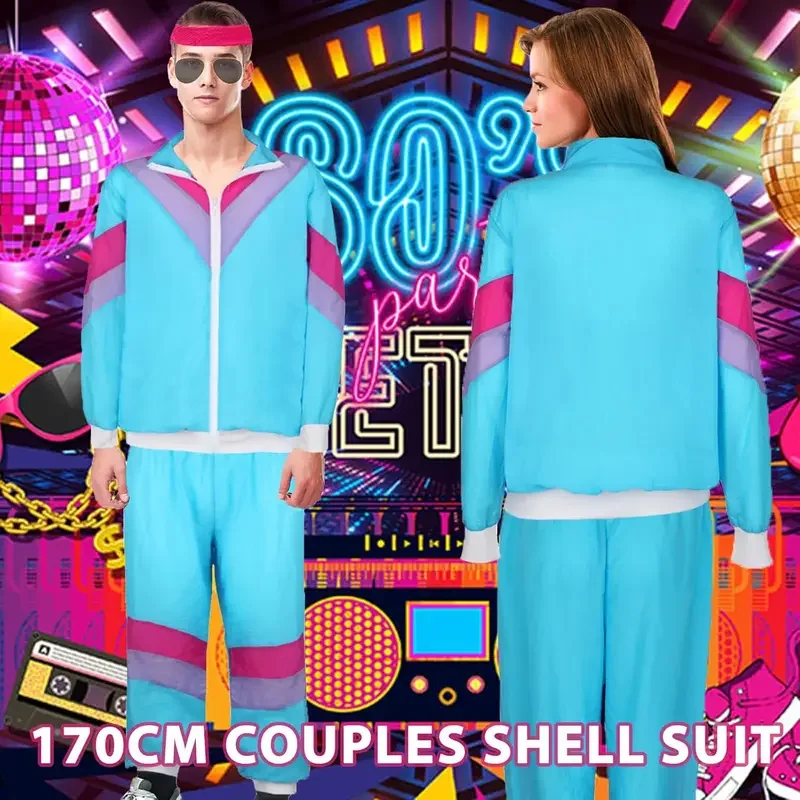 MN1 anni '80 anni '90 costumi in maschera per uomo coppie stag do outfit vestire hip hop retrò tuta giacca per adulti hassle 9 * JY