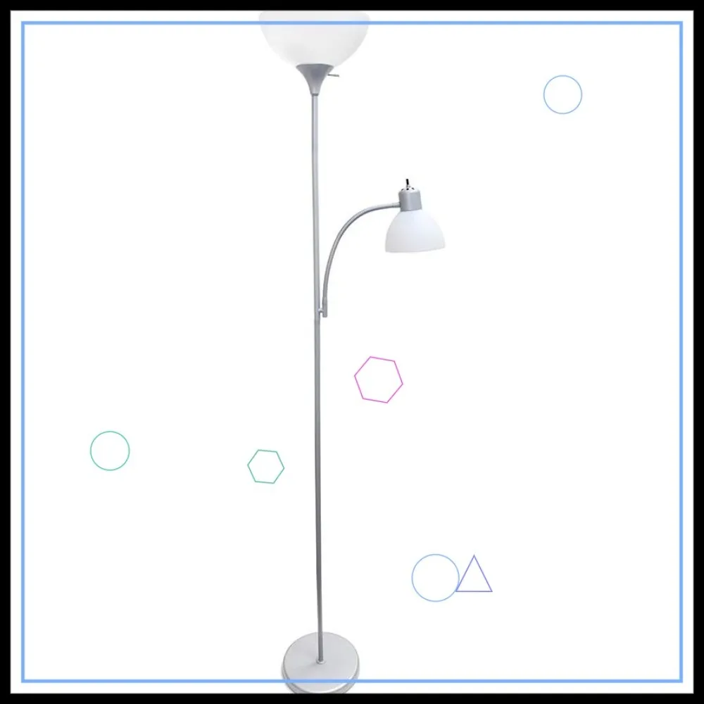 

Напольная лампа для матери и дочери с подсветкой для чтения, серебристая отделка, для дома и офиса