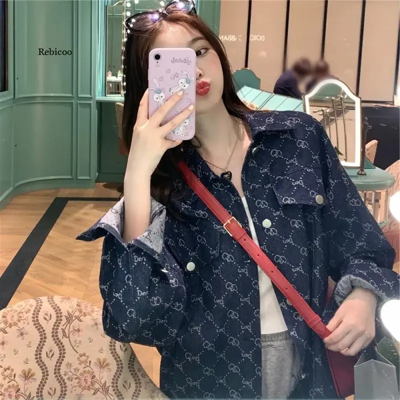 Denim Jacket Female Korean Version Loose 2021 Autumn Leisure All-Match Thin Jacket New Chic Long-Sleeved Top