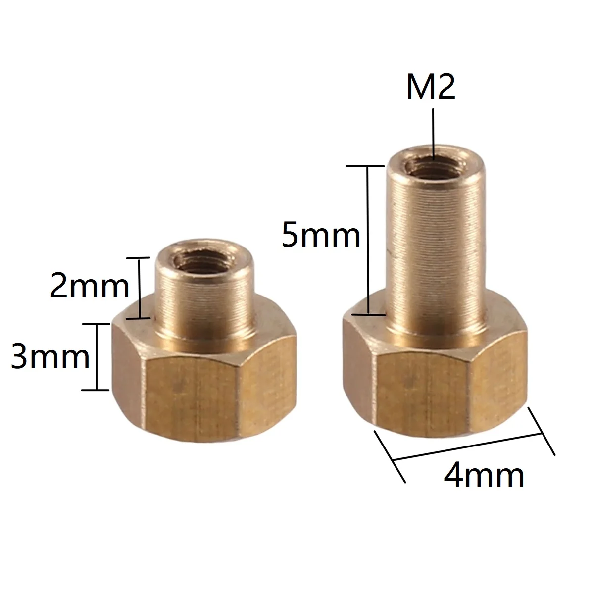 8PCS Brass 5mm 8mm M2 Long Wheel Nut For 1/24 RC Crawler Car Axial SCX24 AX24 Upgrade Parts Accessories