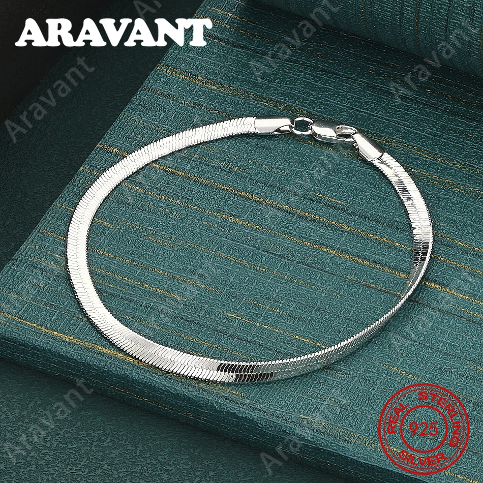 925 Sterling Silver 4mm Snake Chain Bracelet – A Unique, Versatile Gift For Women; Perfect For Banquets And Special Occasions.