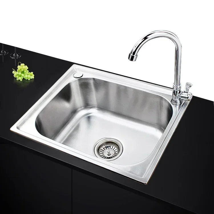 

Handmade Stainless Steel Kitchen Sink - Single Bowl Design for Above Counter & Wall Mounted Use