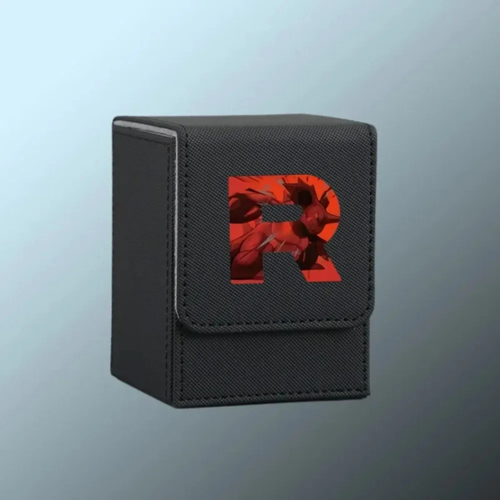 For Pokemon Team Rocket R Logo Self Made Leather Card Storage Box Jessie James Meowth Classics Anime Game Collection Card Toys