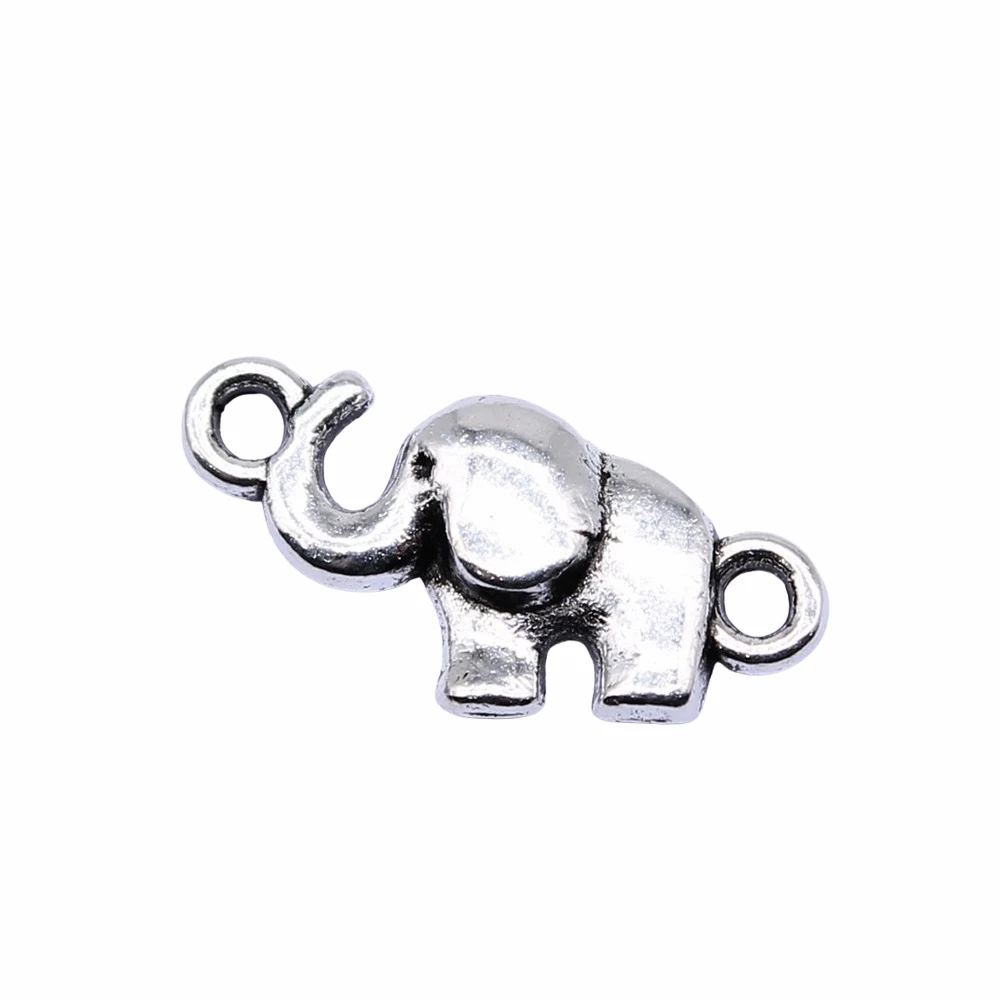 WYSIWYG 20pcs 18x9mm Antique Silver Color Elephant Connector Charms For Jewelry Making DIY Jewelry Findings