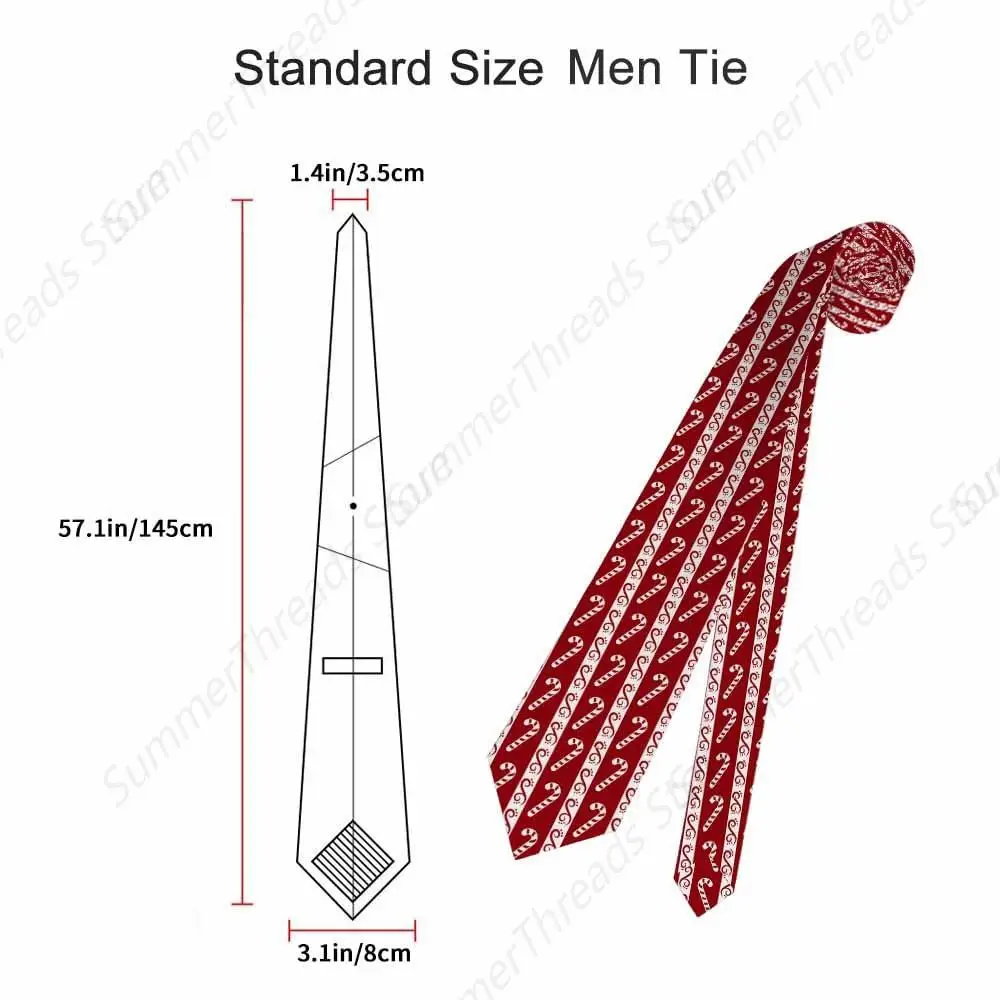 Candy Cane Men's Neckties Red Christmas New Year Men's Tie for Mens Teens Business Work Casual Wedding Party