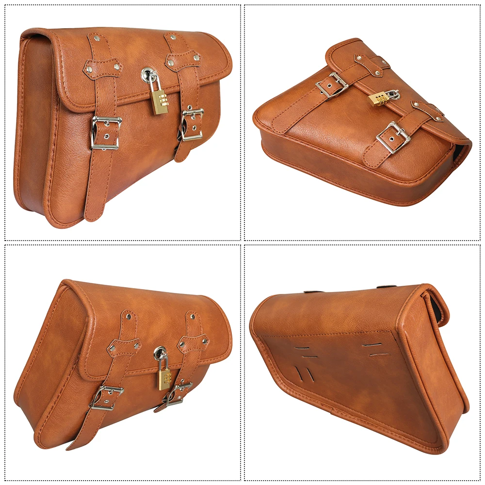 Universal Accessories Triangle Synthetic Leather Motorcycle Side Saddle Bag for Cafe Racer ATV For Harley Sportster XL 883/1200