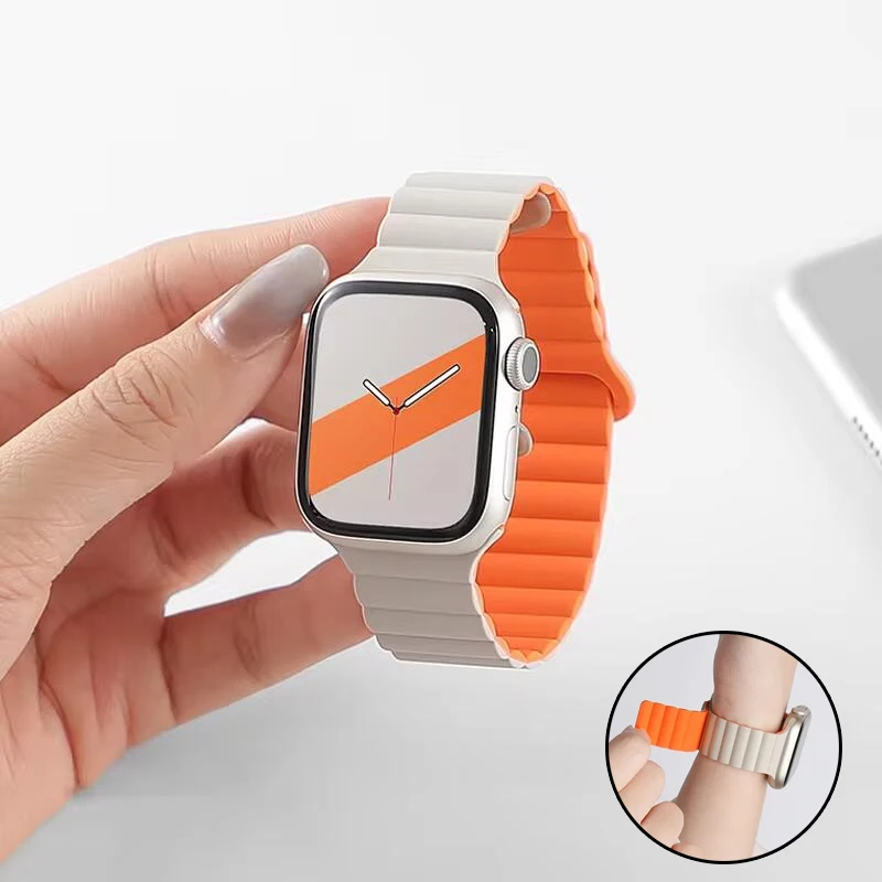 Magnetarmband für Apple Watch Band 45 mm 44 mm 40 mm 49 mm 41 mm 42 mm 46 mm Silikonarmband Correa IWatch Serie 11 10 9 8 5 6 SE 3