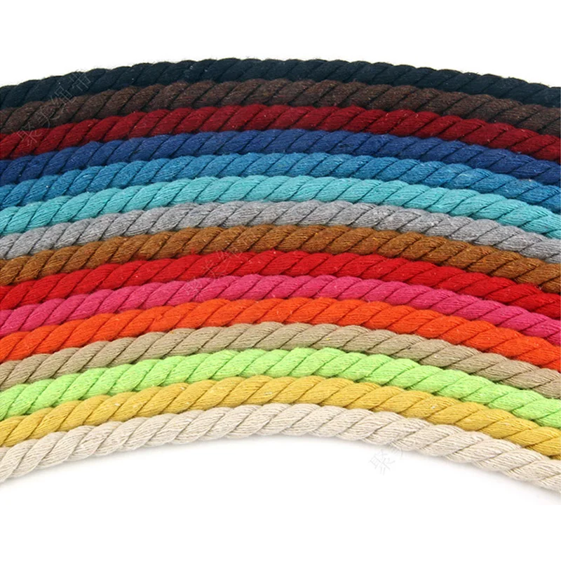 8mm 100% Cotton Cords Rope Colorful 3 Shares Twisted Rope Coarse Cotton Rope for Bag Home Decor DIY Textile Accessories 1/2yard