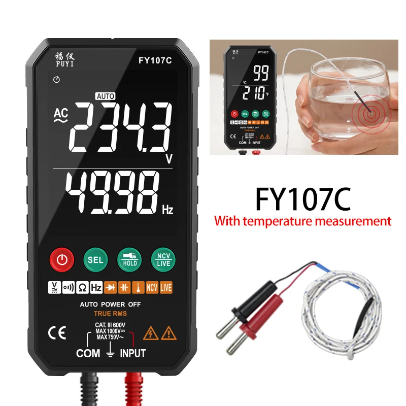 Voltmeter Digital Ammeter Current Tester Multimeter Ture RMS AC DC Transistor Tester Capacitor Temperature Voltmeter Smart Meter