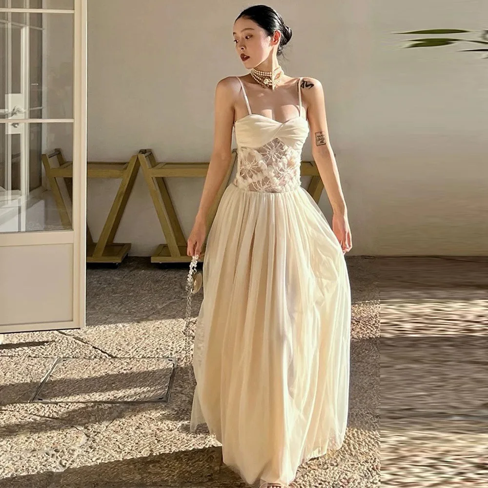 

Customized Spaghetti Straps Sweetheart Evening Dress Delicate Appliques A-Line Prom Dress High Quality Floor Length Party Dress