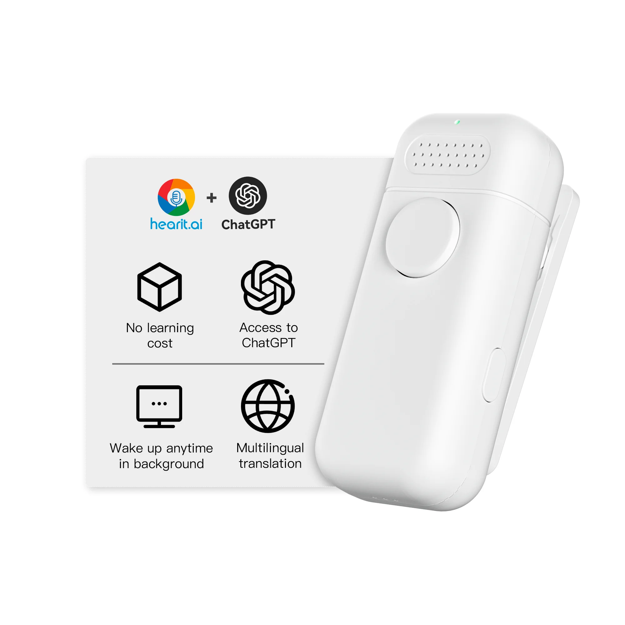 Microfone Smart Voice AI ChatGPT de alta demanda com bateria de longa duração para inspeção de campo e uso no varejo