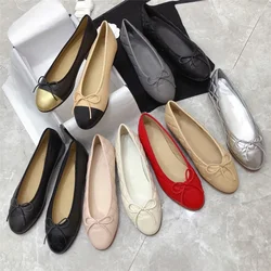 2023 Spring New Round Head Bow Flat Bottom Ballet Single Shoe Shallow Mouth Women's Shoe