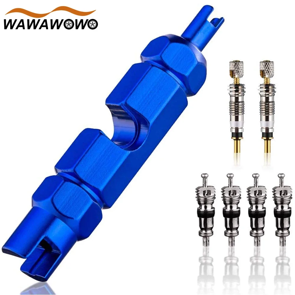 Premium Bike Valve Core Remover Tool for Schrader and Presta, Tire Valve Repair Tool Kit, 2PCS Presta & 4PCS Schrader Valve Core