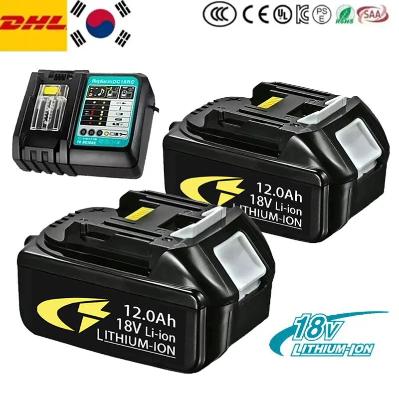 

100% оригинальная батарея Makita 12Ah для Makita 18 В BL1860 BL1815 BL1830B BL1850 BL1840 BL1850B, сменная литиевая батарея