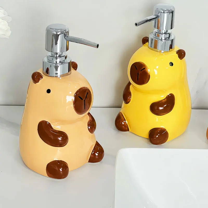 

Toilet Hand Wash Liquid Bottle lotion Bottle dispenser 450ml Creative Pull Ceramic Split Bottle Cute Press Body Wash Shampoo