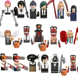 Anime Chainsaw Man Building Block Denji Power Himeno Makima Mini Action Doll Assembly Brick Kids Education Toy Birthday Gitfs