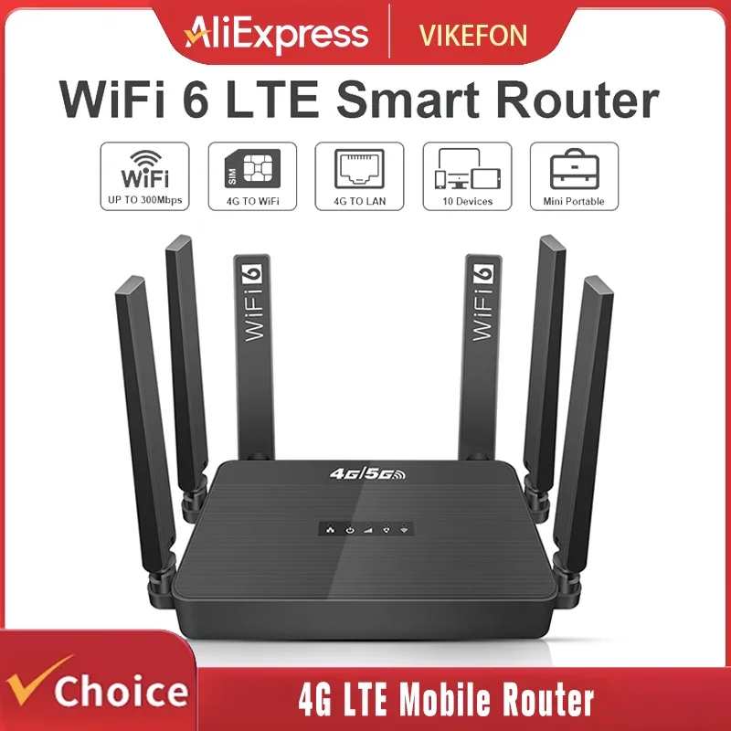  WiFi6 Router 4G LTE Russian Router 300Mbps Modem 4G WiFi Router Compatible with Non-Contract 5G SIM Cards Plug and Play