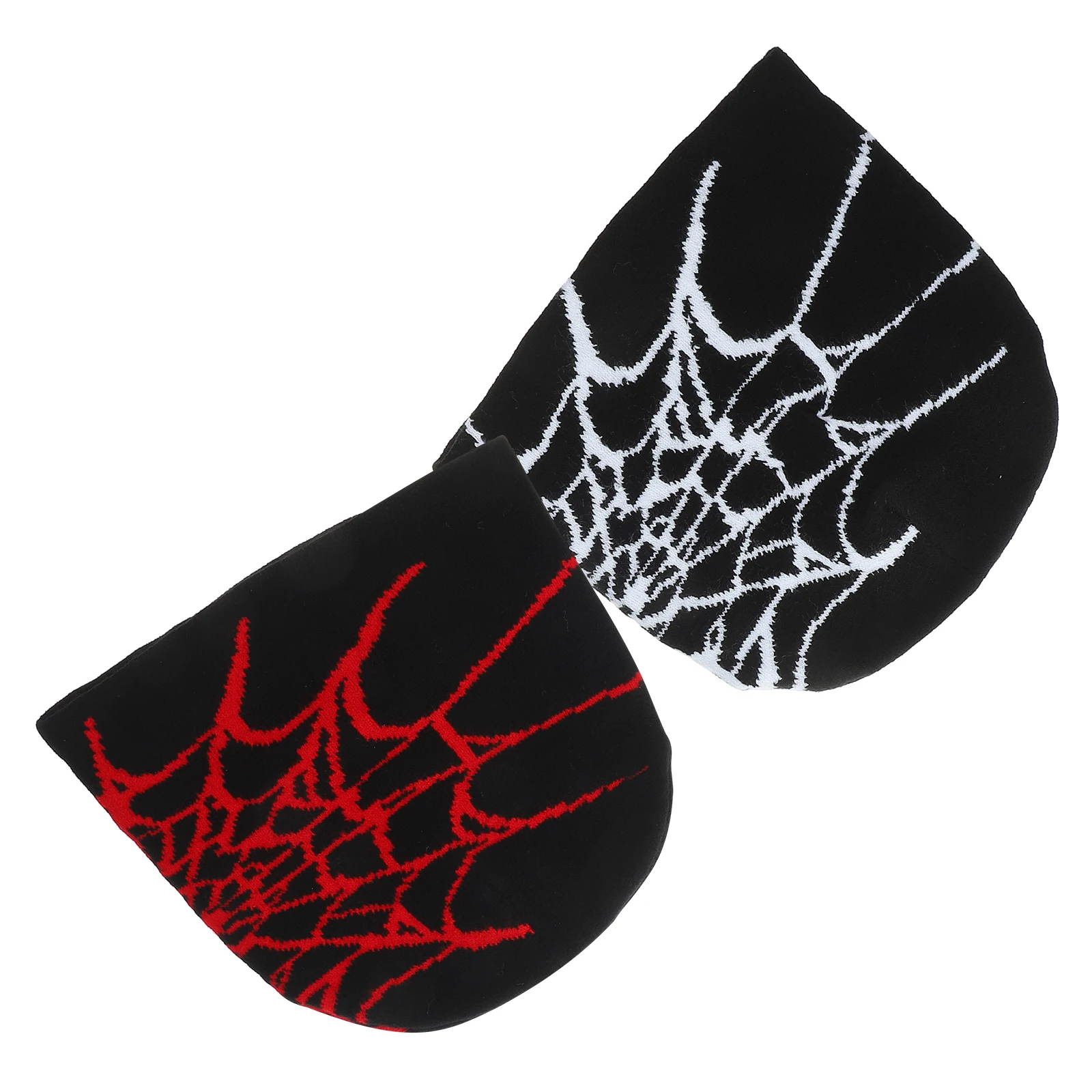 

2 Pcs Knit Hats Warm Acrylic Unisex Caps Men Women Black Red White Beanie Riding Hats