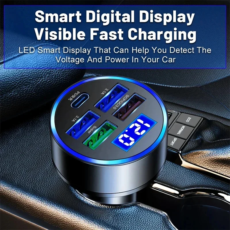 250W PD USB Car Charger Fast Charging Type C USB Phone Adapter in Car For iPhone 13 Pro Xiaomi Huawei Samsung Car Quick Charger image 3