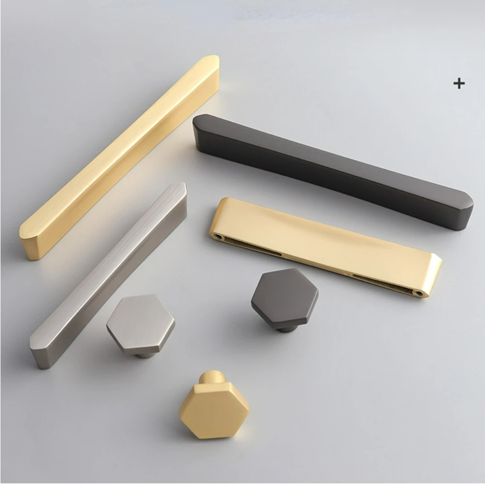 Zinc Alloy Cabinet Handles Brushed Gold Drawer Pulls Black Kitchen Cupboard Door Handles for Wardrobe Furniture Handle Hardware