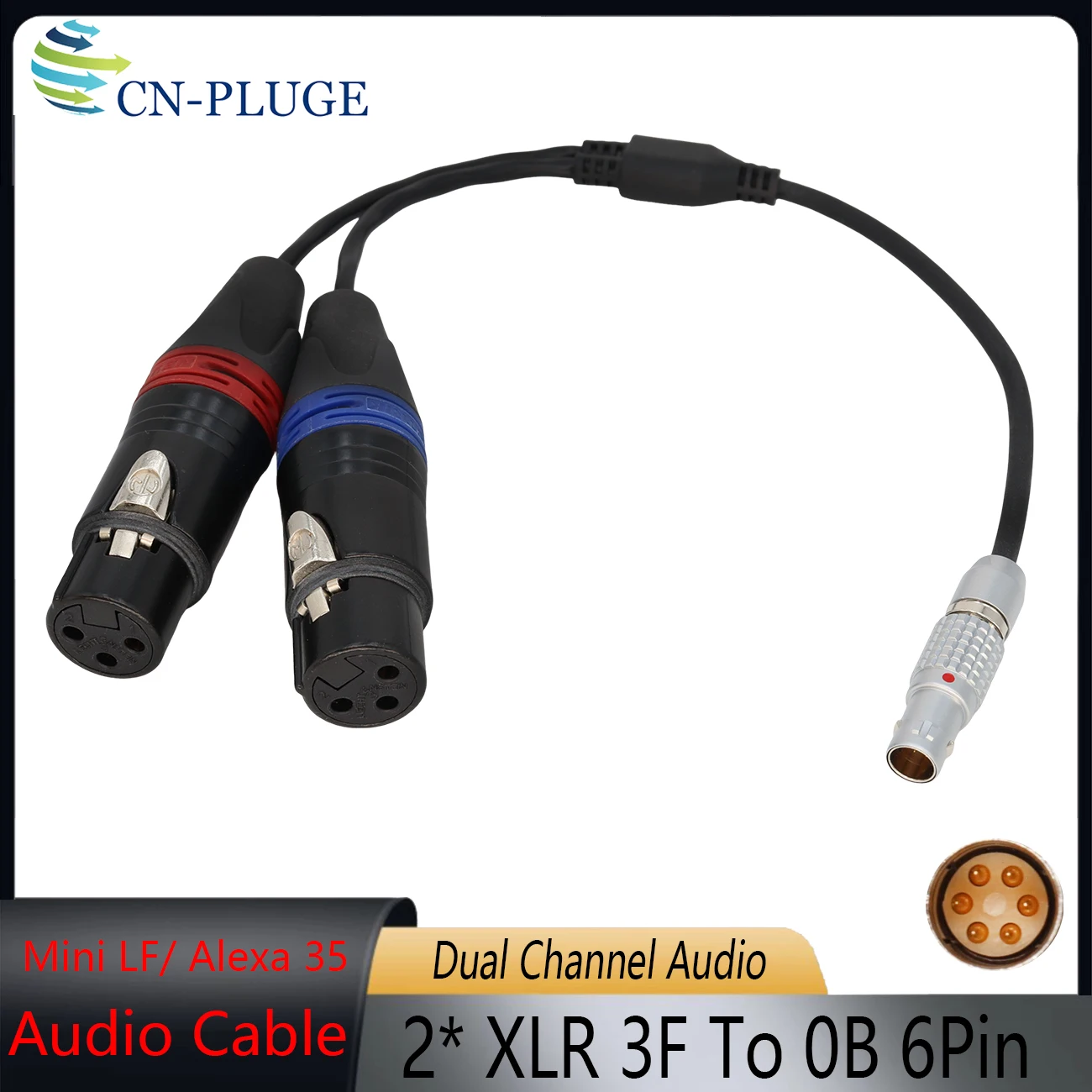 ARRI Alexa 35/Mini LF Camera Dual Channel Audio Cable 6-pin to 2-channel XLR 3-pin Female Plug