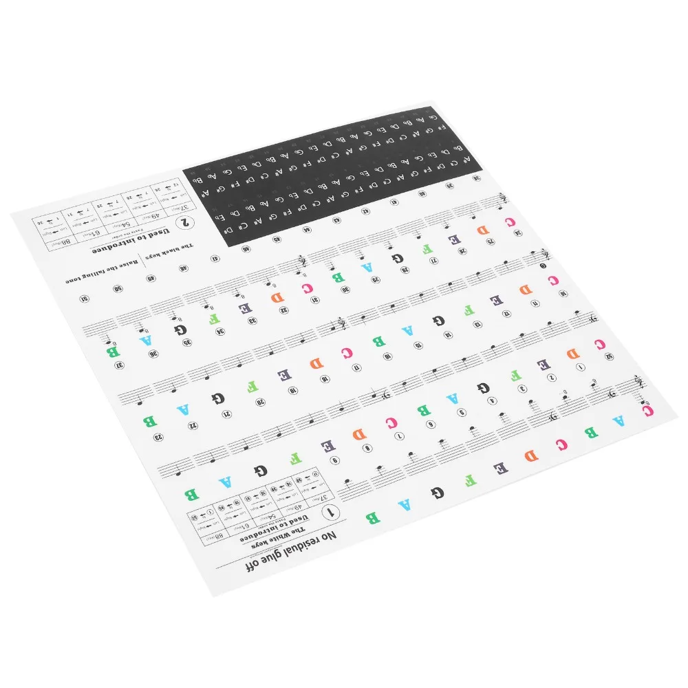 PVC Adhesive​ Piano Sticker​ ​Reusable​ ​Color Letters​/Black Letters ​Keyboard Stickers​ Learning Guidance ​Removable​