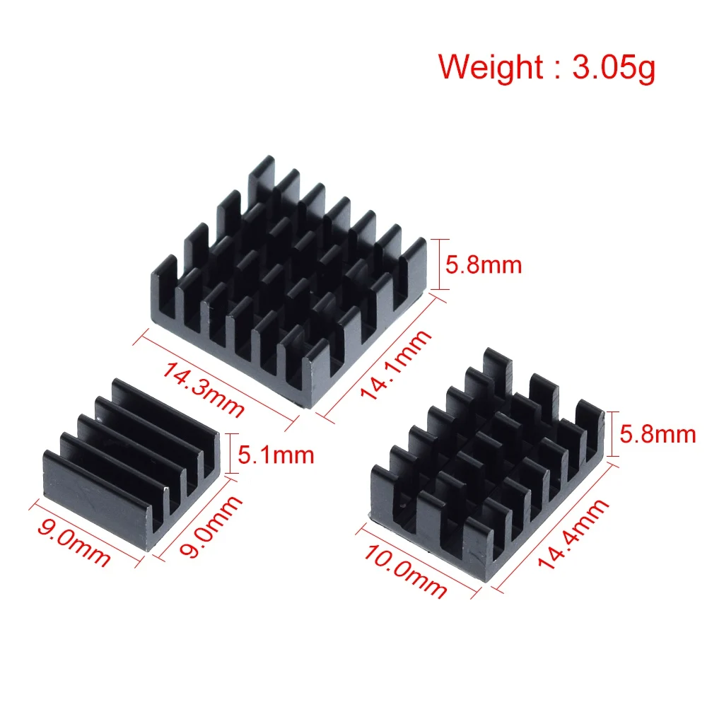 TZT For Raspberry Pi 4 Heat Sink 3pcs Raspberry Pi 4B Aluminum Heatsink Radiator Cooling Kit Cooler for Raspberry Pi 4 Model B