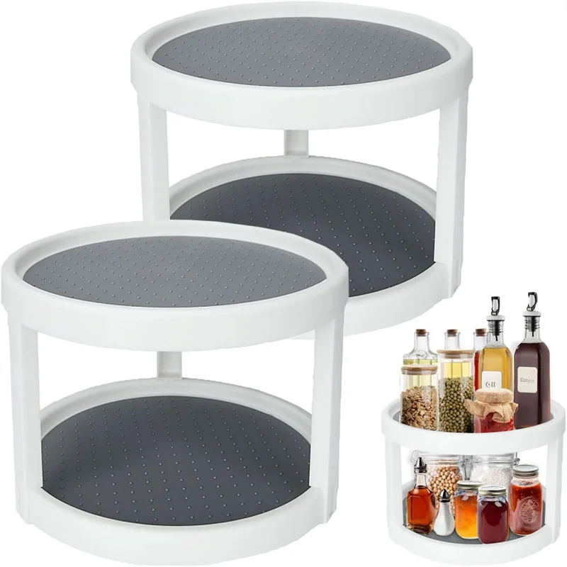 Turntable Organizer Multifunction Clear Rotating Storage Trays Plastic Kitchen Turntable Spice Rack Cosmetic Makeup Organizer
