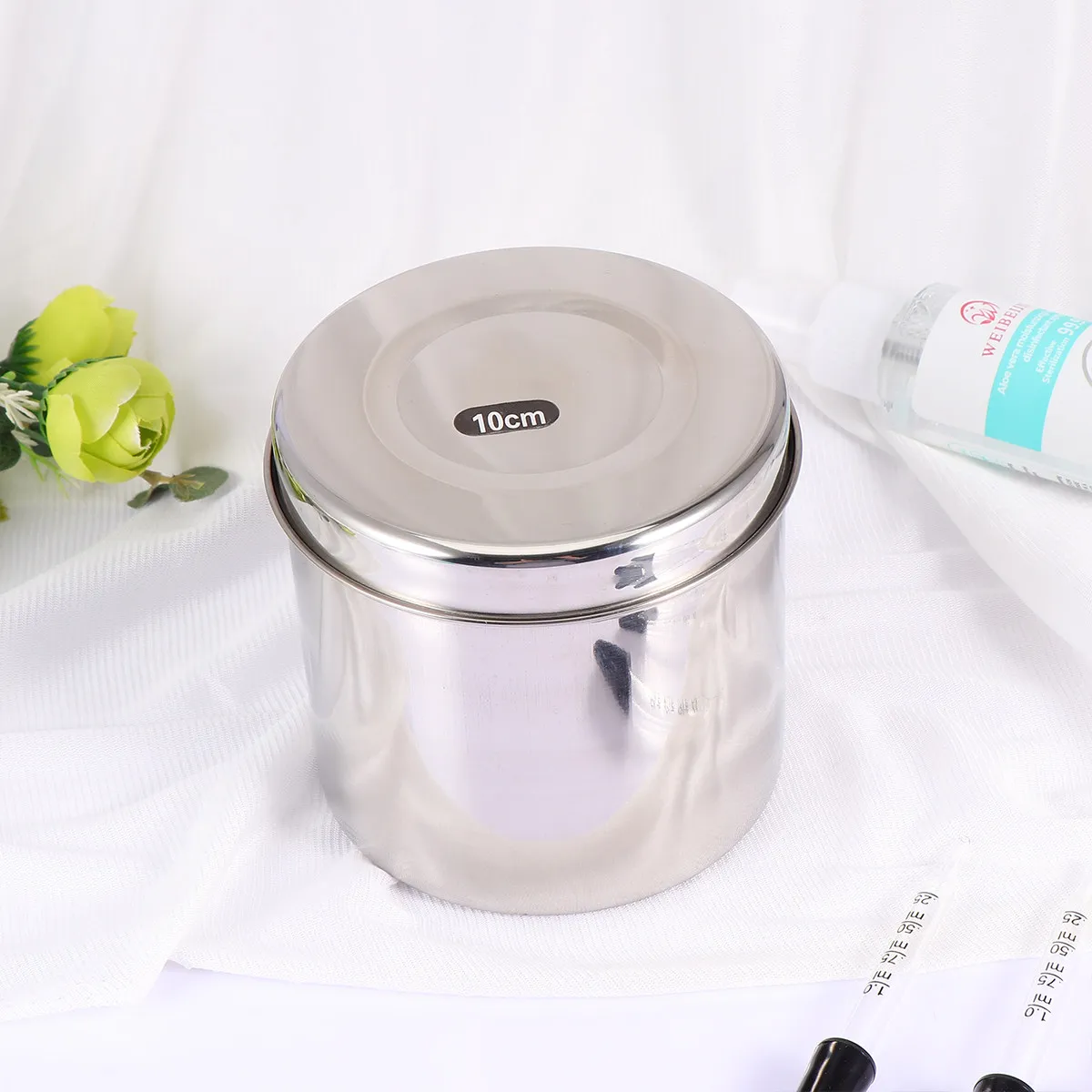 

Контейнер для ватных шариков из нержавеющей стали, прочный, термостойкий, для стерилизации, органайзер для салонов красоты и клиник, 10 см, серебристый