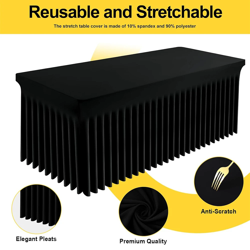 LMETJMA Rectangle Tablecloths Spandex Tablecloth for Rectangle Table Waterproof Washable Table Cover Skirt For Weddings Party