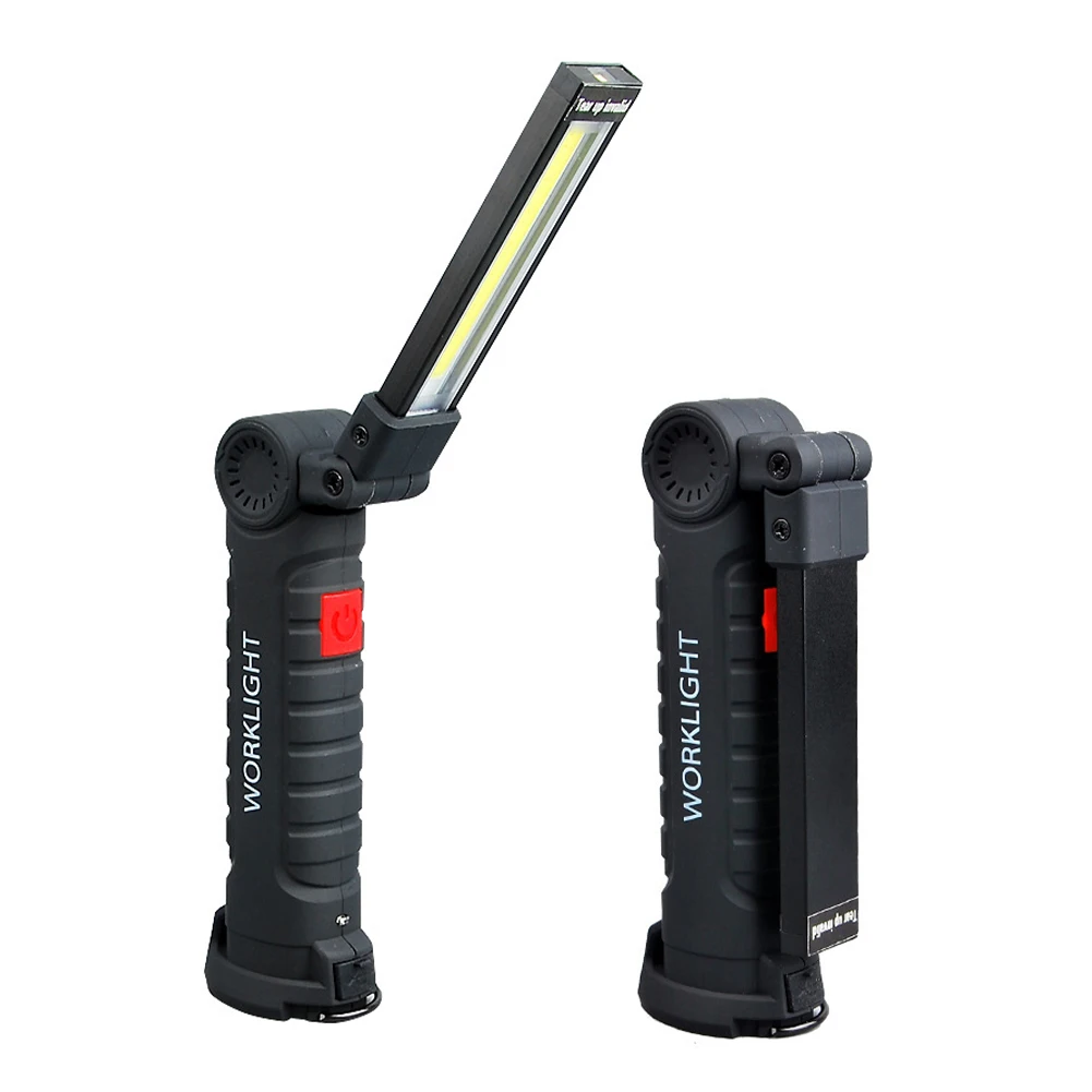 USB Charging Multifunctional Folding Work Light COB LED Flashlight Built-in Battery Light Camping Flashlight Torch Lighter