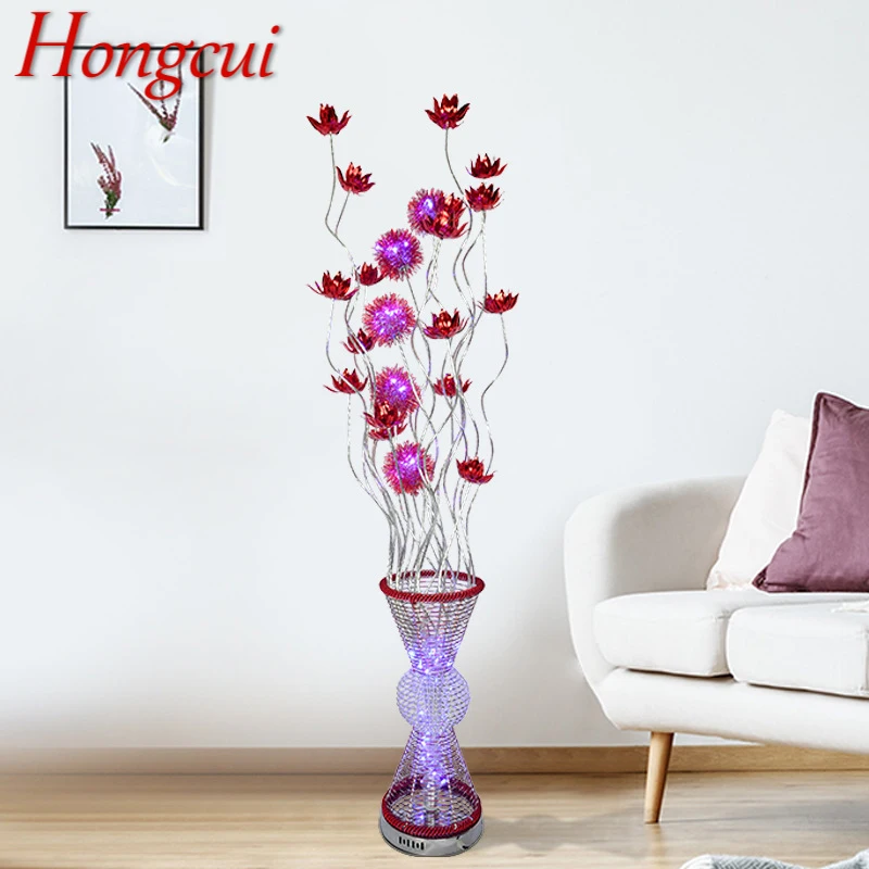 

Hongcui Nordic Floor Lamp Modern Art Red Flower Iiving Room Sofa Bedroom Hotel LED Originality Decorative Standing Light