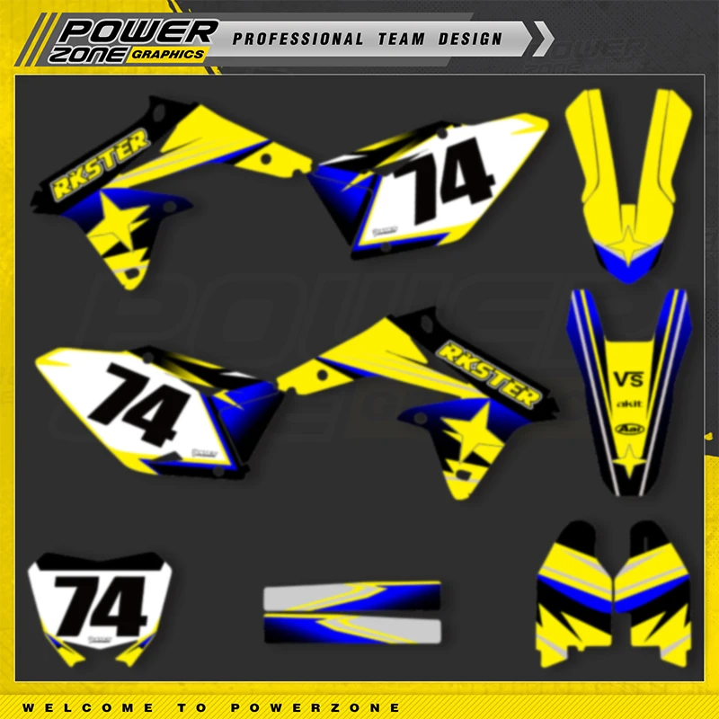

POWERZONE пользовательские мотоциклетные наклейки для SUZUKI RMZ450 2008-2017 RMZ 450cc индивидуальный комплект защиты графического номера 01