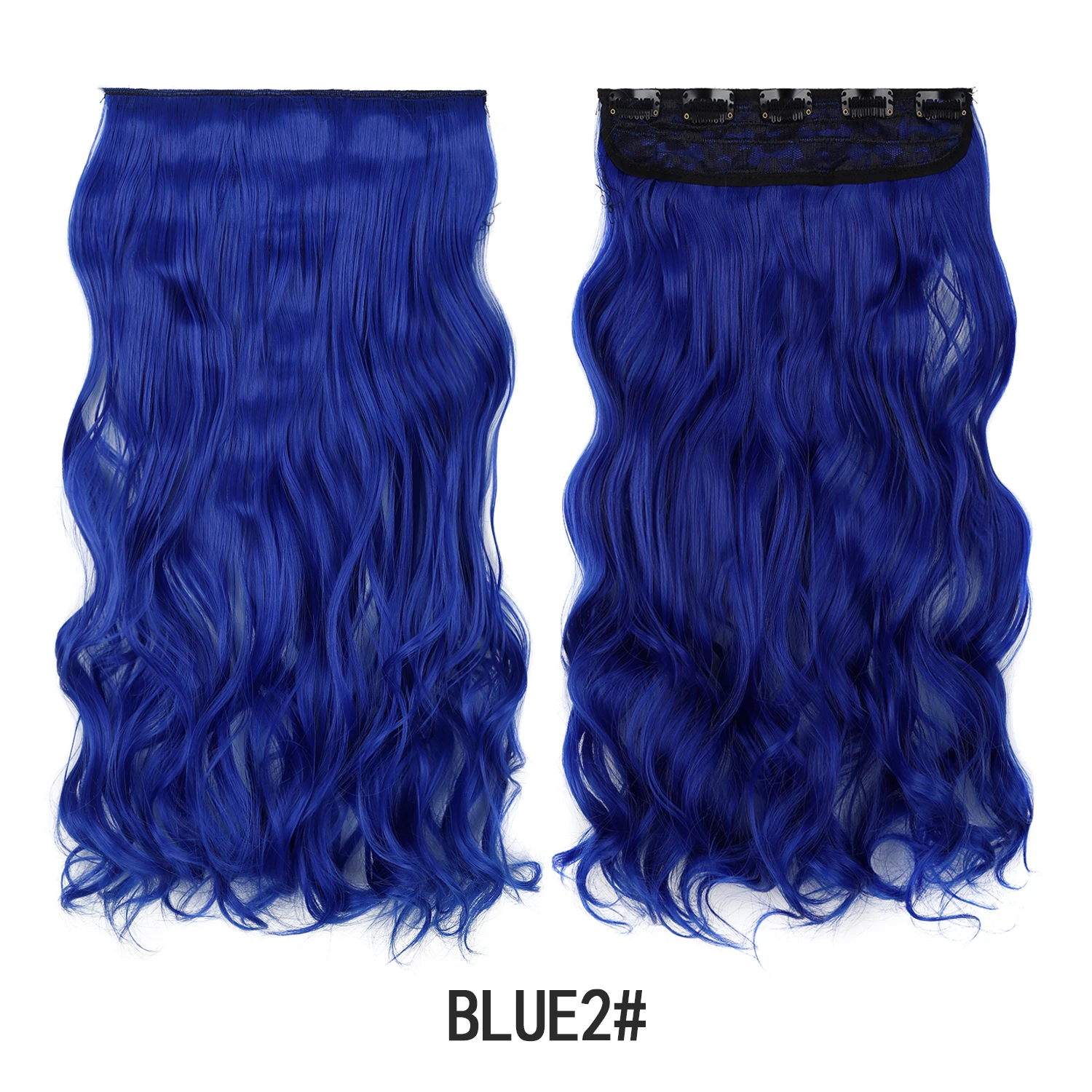 Jeedou Clip-in-Haarverlängerung, buntes, gewelltes Haar, einteilig, 5 Clips, synthetische rote, blaue, grüne Haarteile für Frauen und Mädchen, für den täglichen Gebrauch – Detail 15