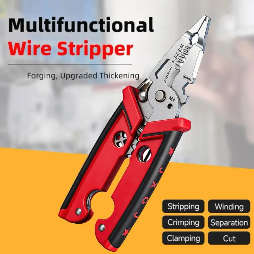 

18 in 1 Multipurpose Wire Stripper Electrician Crimpe Pliers Double-blade Wire Stripper Pliers Professional Hand Tool