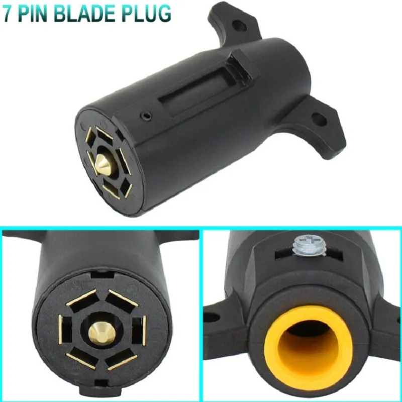12V 7 Way Trailer End Round RV Style Light Plug Connector Blade Pin Socket American Wiring Adapter Caravan Tow Accessories