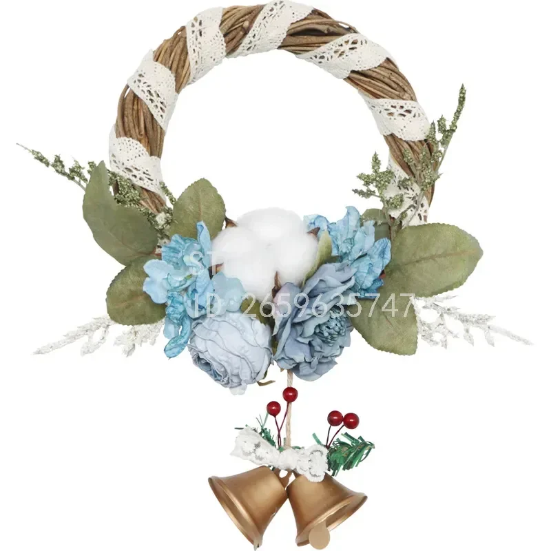 for 2023 New Simulation Burnt Edge Rose Wreath Milk Tea Shop Welcome House Christmas Listing Home Door Decoration Wholesale