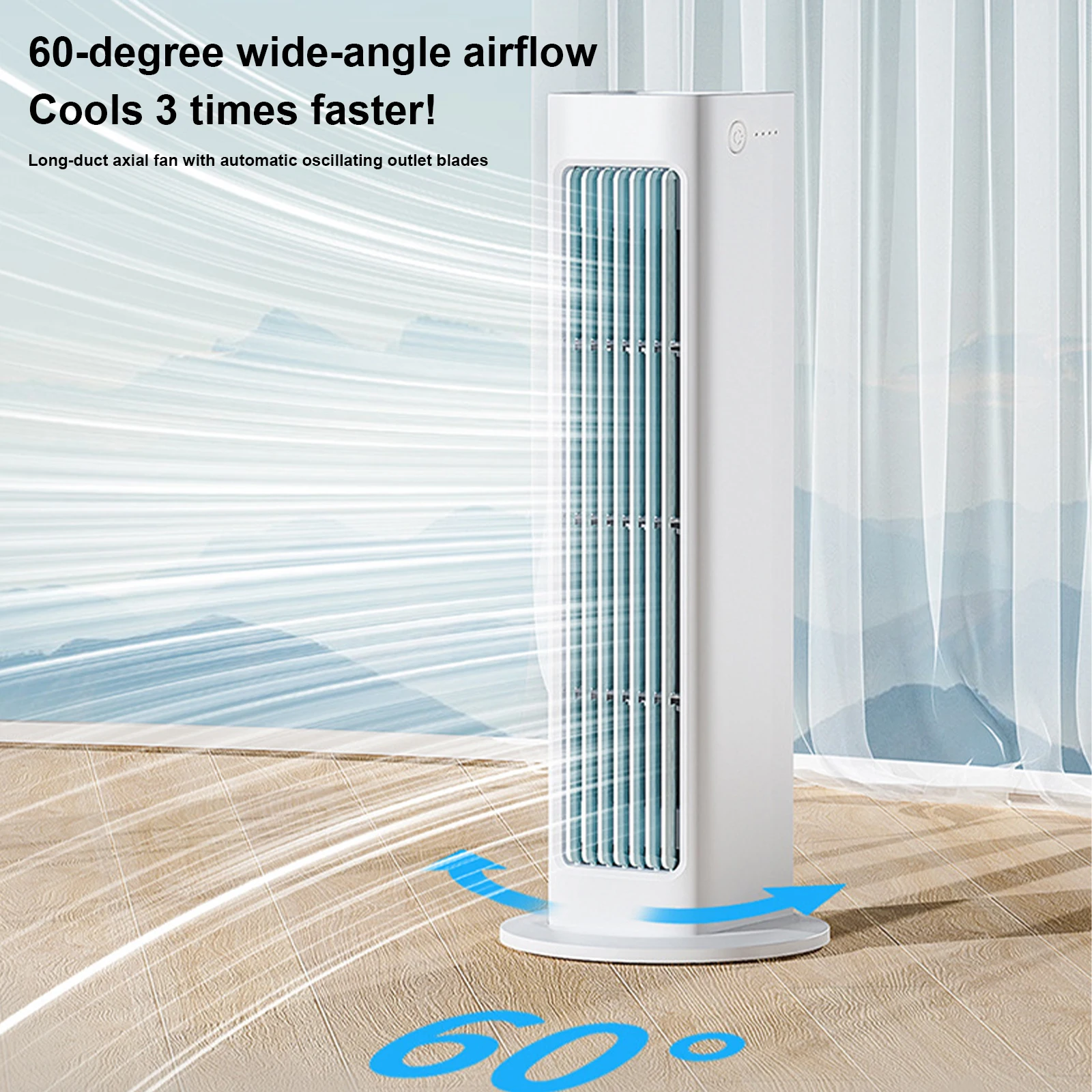 Desktop Air Fan with 3 Adjustable Speeds Standing Fan Low Noise Quiet Desktop Tower Fans for Indoor Home Bedroom Office Kitchen