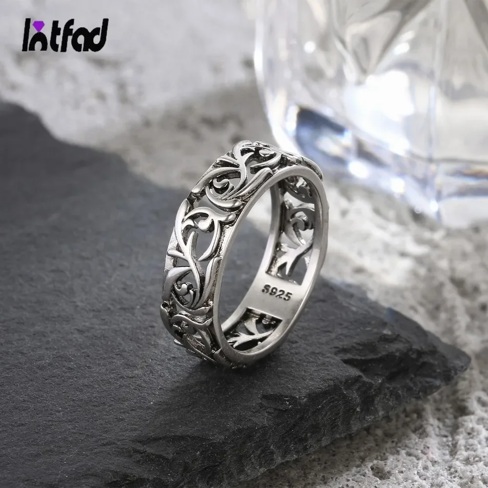 S925 Ring New Fashion Classic Eternal Rattan Pattern Vintage Cutout Men's Women's Gifts Holiday Gift Jewelry