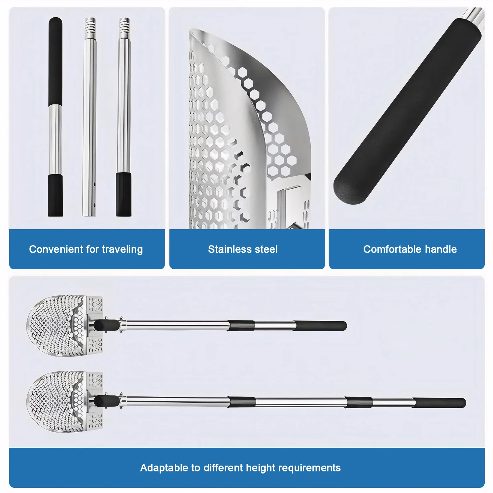 2-in-1 metaaldetectorschep Multifunctionele zandzeefschep Slijtvaste snelzeefschep voor onderwaterachtertuin