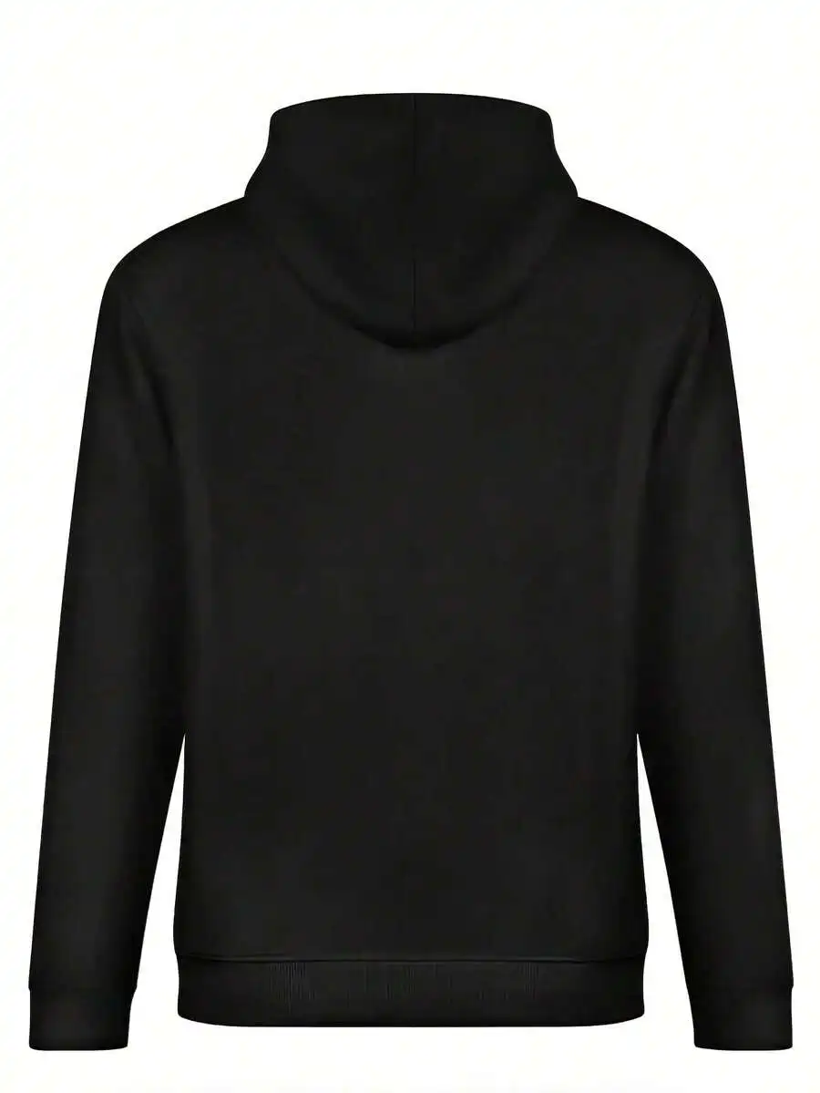 

Mens Heavyweight Black Hooded Sweatshirt With Indigenous Graphic Design
